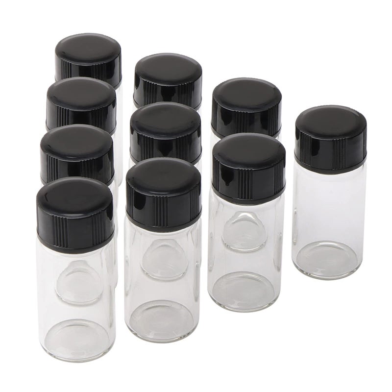 JIUWU 10 Pack 5ml Clear Glass Vials with Screw Caps, Small Sample Bottles for Lab, for Essential Oil, Perfume and Liquids - Image 1